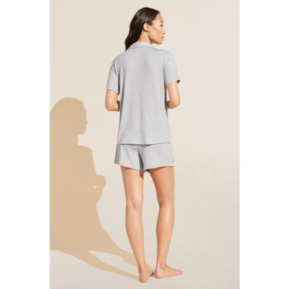 EBERJEY Gisele Rib Relaxed Short PJ Set XL Light Heather Grey TENCEL Modal NWOT - Picture 3 of 12
